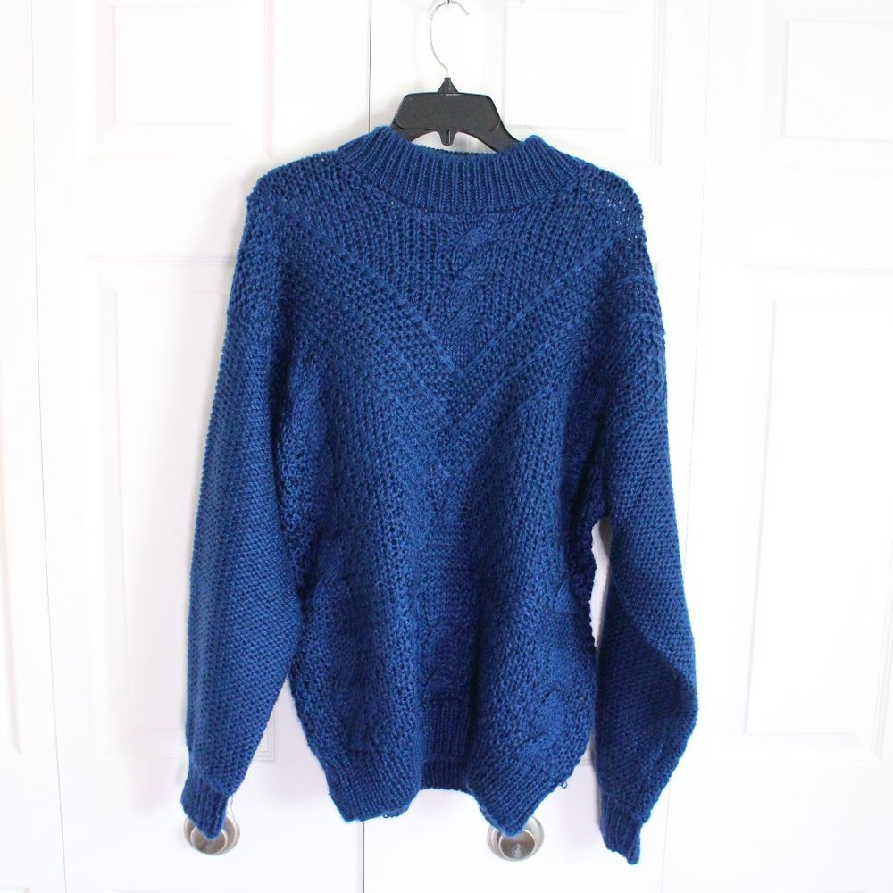 Vintage Forum Blue Turtleneck No Logo Knit Sweater extra large